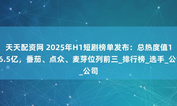 天天配资网 2025年H1短剧榜单发布：总热度值106.5亿，番茄、点众、麦芽位列前三_排行榜_选手_公司